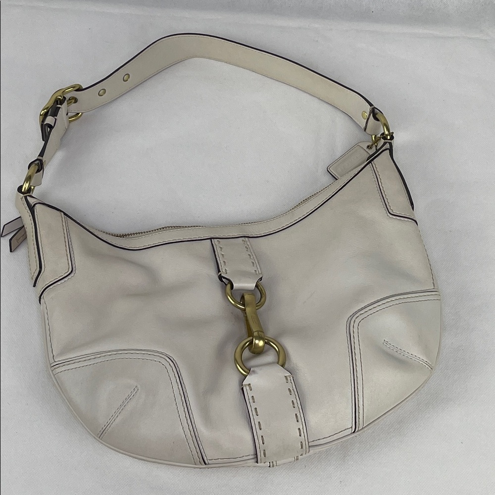 Coach Cream Leather Bag with Gold Details